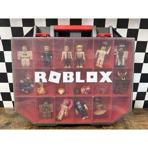 Roblox Collector's Tool Box Storage Carry Case Display Gray Red + Mini Figures